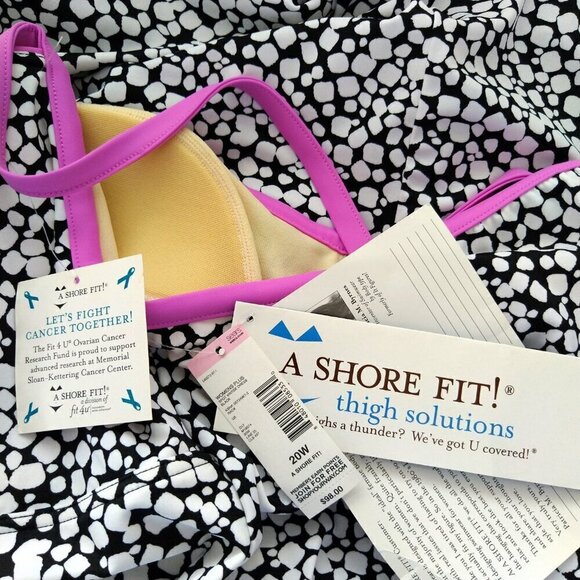 A Shore Fit Swimdress  Vint Inspired Black high Solutions Size 20 One Piece NEW - Picture 3 of 4